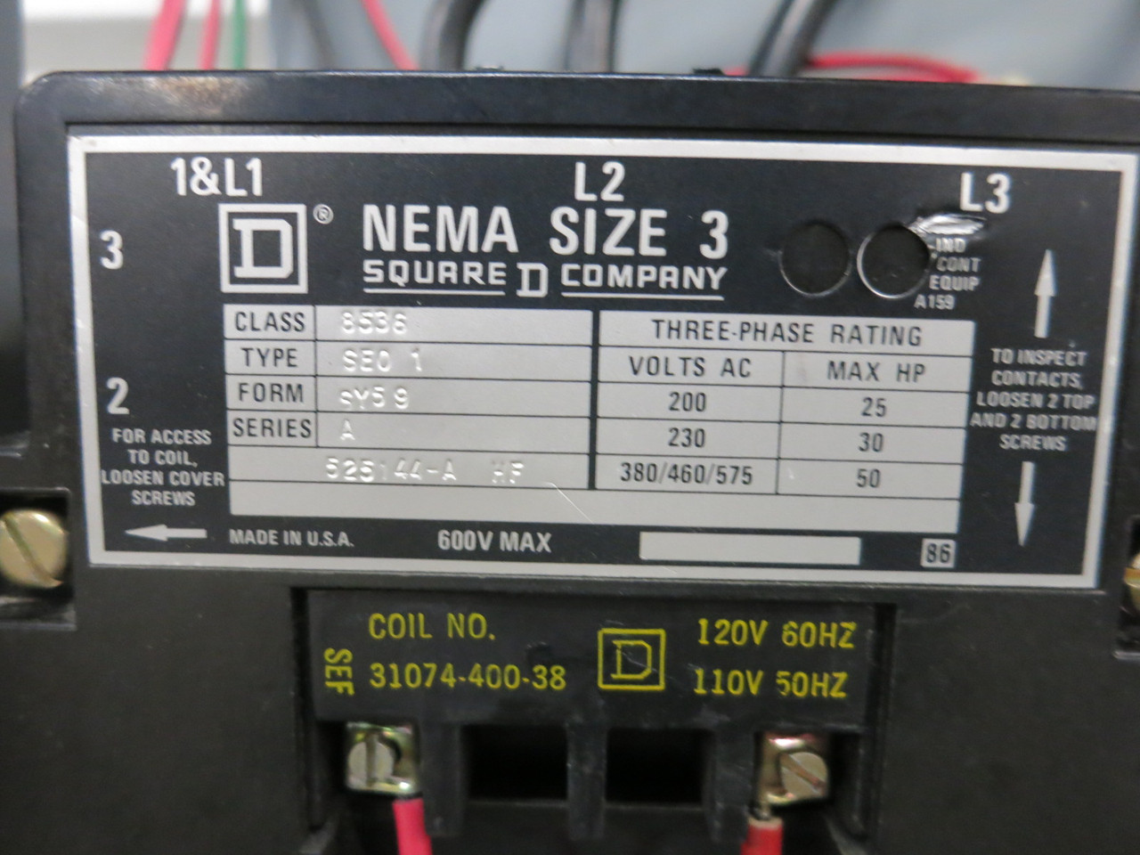 Square D Model 4 200A Fusible Size 3 Starter 36" MCC Bucket 200 Amp Fused (BJ1189-1)