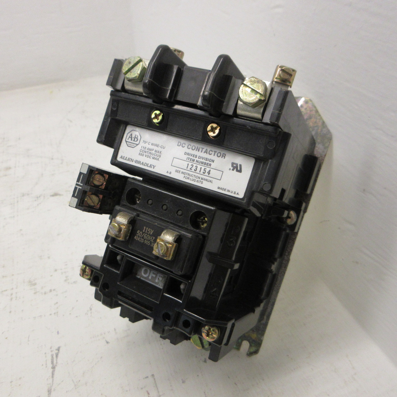 Image of Allen Bradley 123154 DC Contactor 110 Amp 550 VDC 115V Coil 40421-538-01-0850