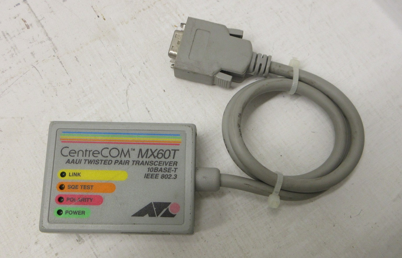Allied Telesyn AT-MX60T CentreCOM MX60T AAUI Twisted Pair Transceiver IEEE 802.3 (AH1742-1)