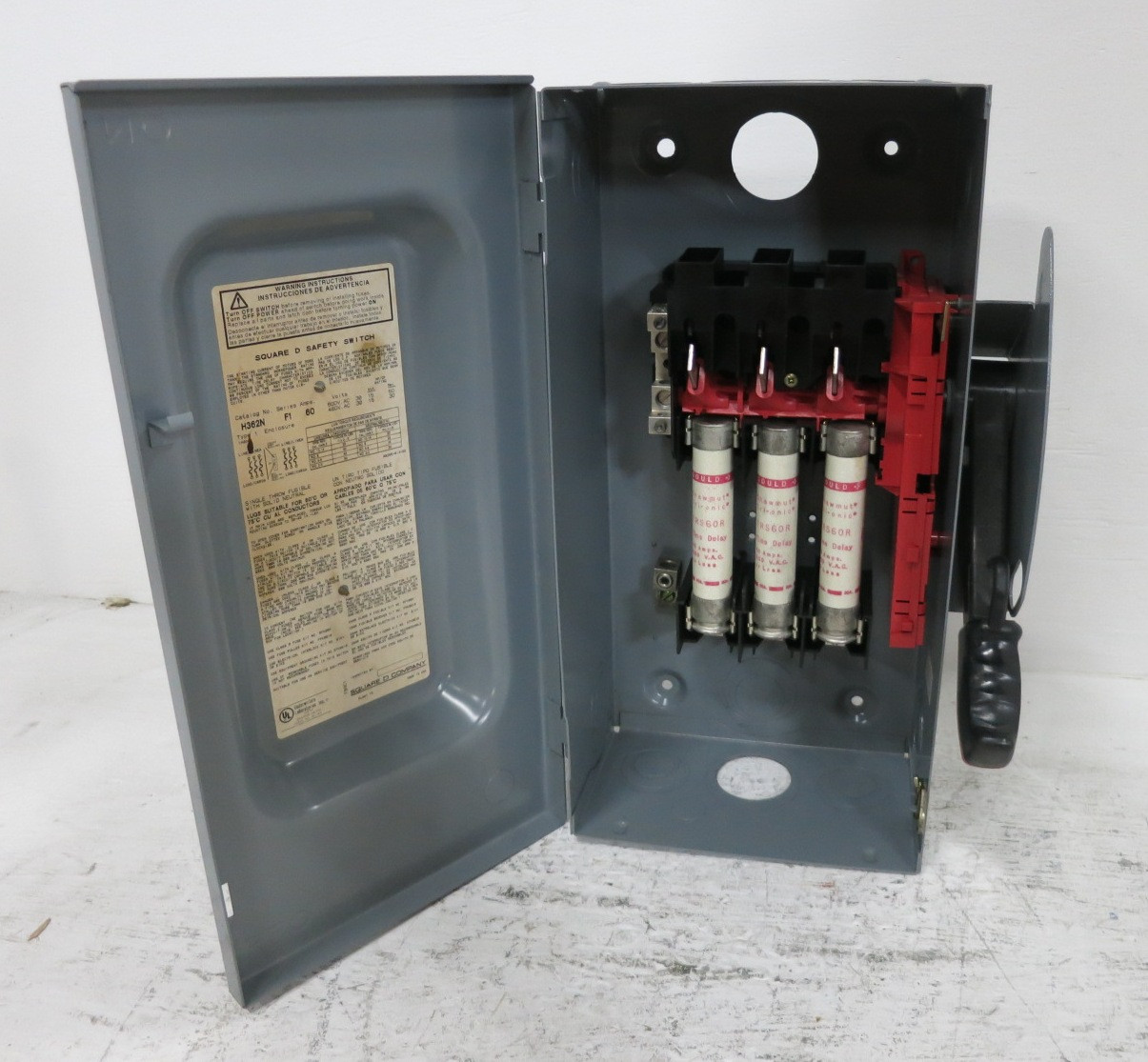 Square D H362N 60A 600V Fusible Safety Switch Disconnect 60 Amp H362-N Ser F1 (DW8713-1)