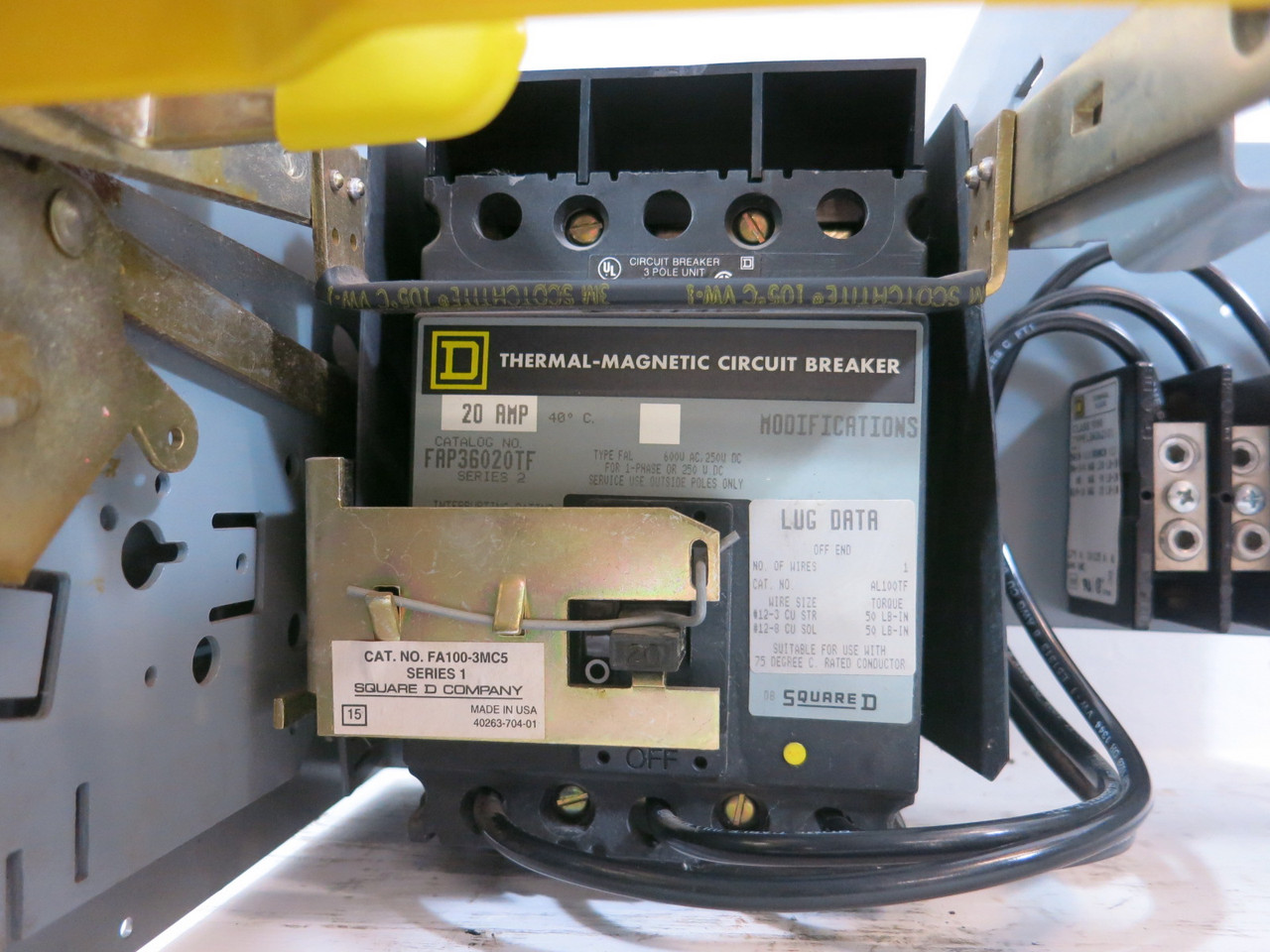 Square D Model 5 20 Amp Breaker 9" Motor Control MCC Feeder Bucket 20A Mod 5 (BJ1195-1)