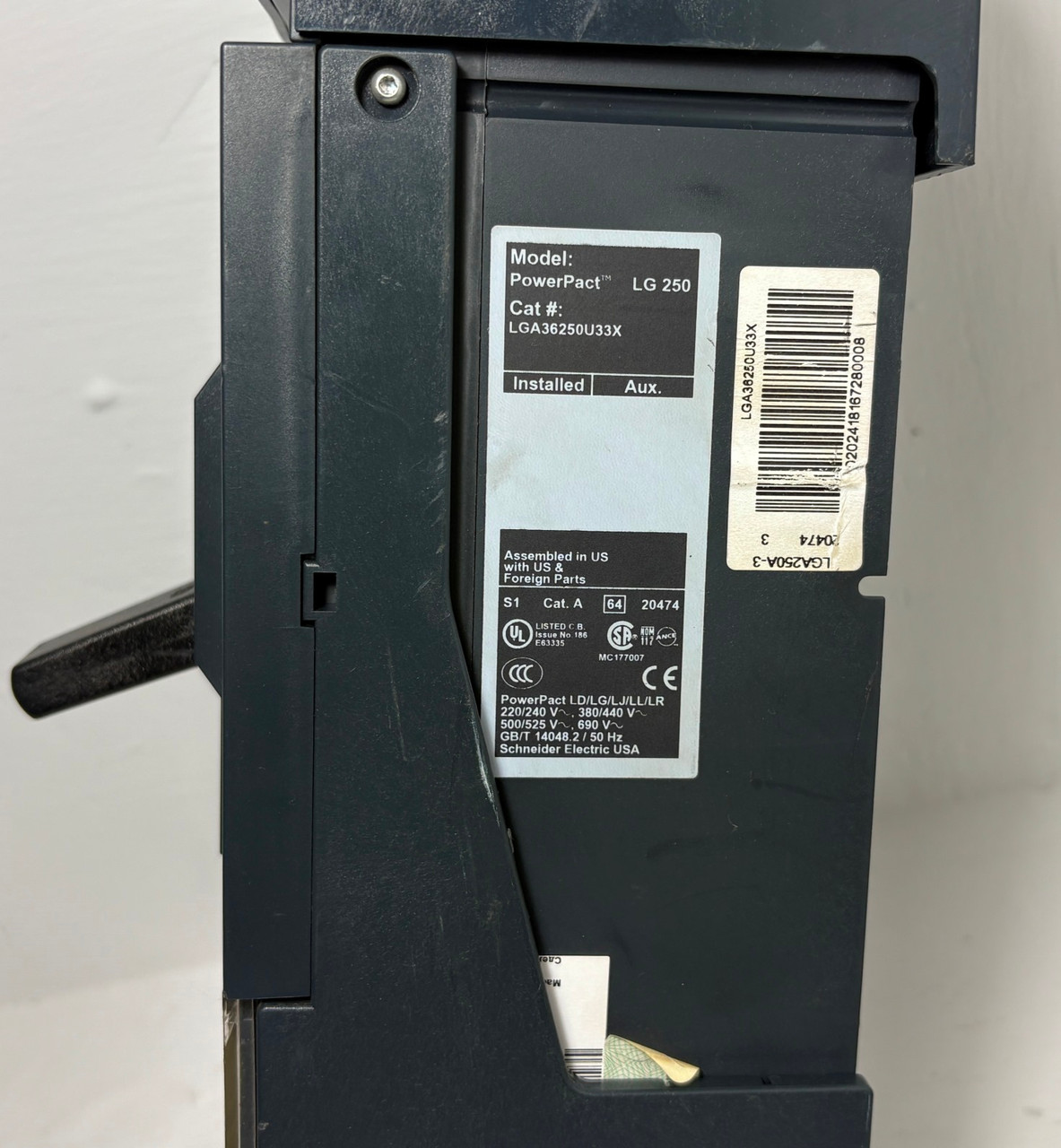 Square D LGA36250U33X LG 250 Amp PowerPact Circuit Breaker 250A 3P 600V LG250 (EM6014-1)