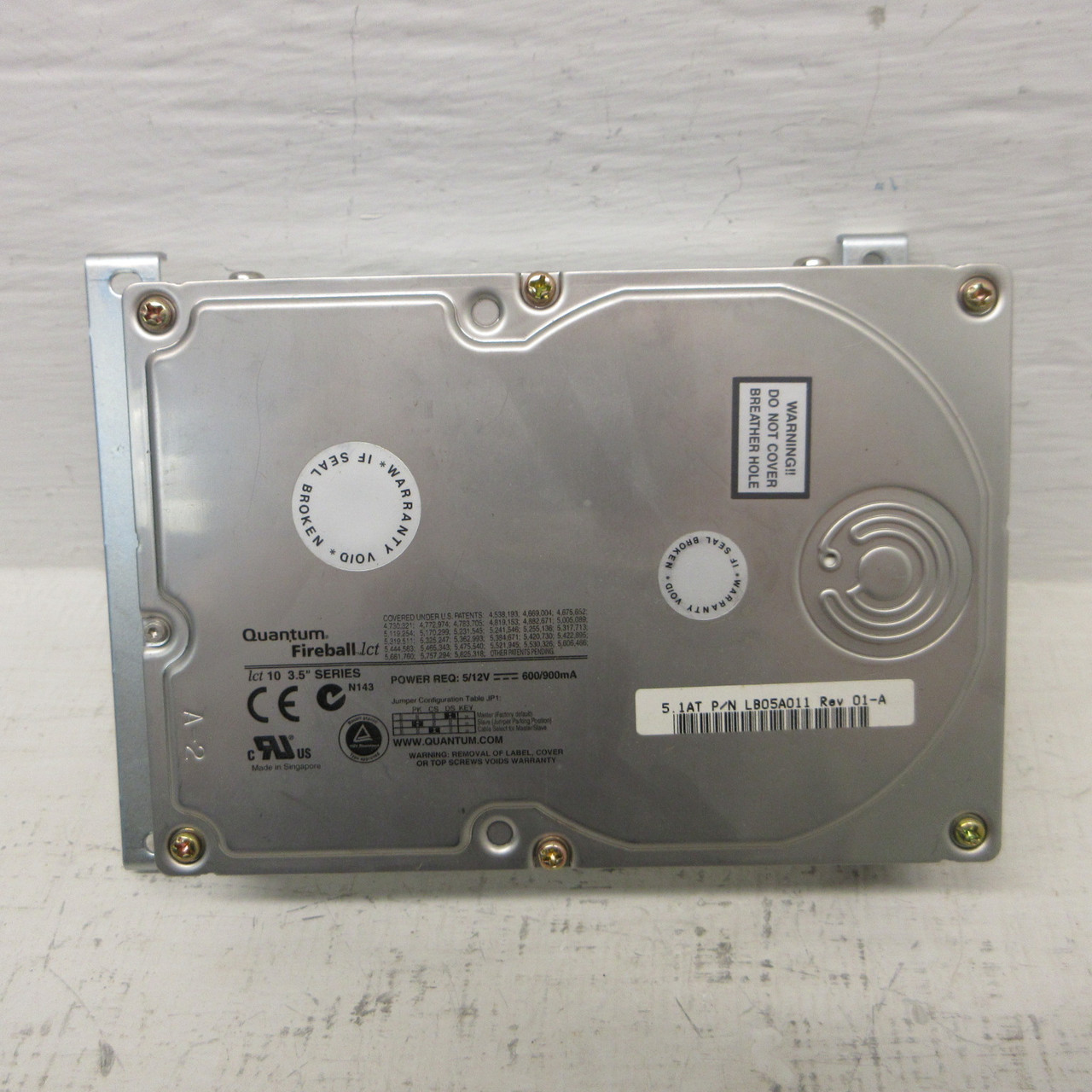 Quantum Fireball lct 10 3.5" Series 5.1AT LB05A011 Rev 01-A Hard Drive 5/12V 01A (AH1767-2)