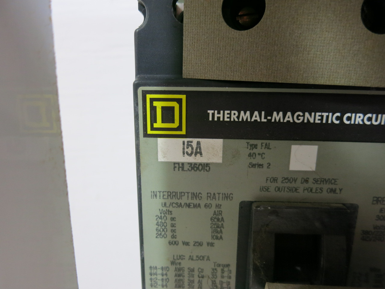 Square D Model 4 Dual 15A Breaker Feeder 18" MCC Bucket 15 Amp Mod 4 FHL SD (BJ1199-1)