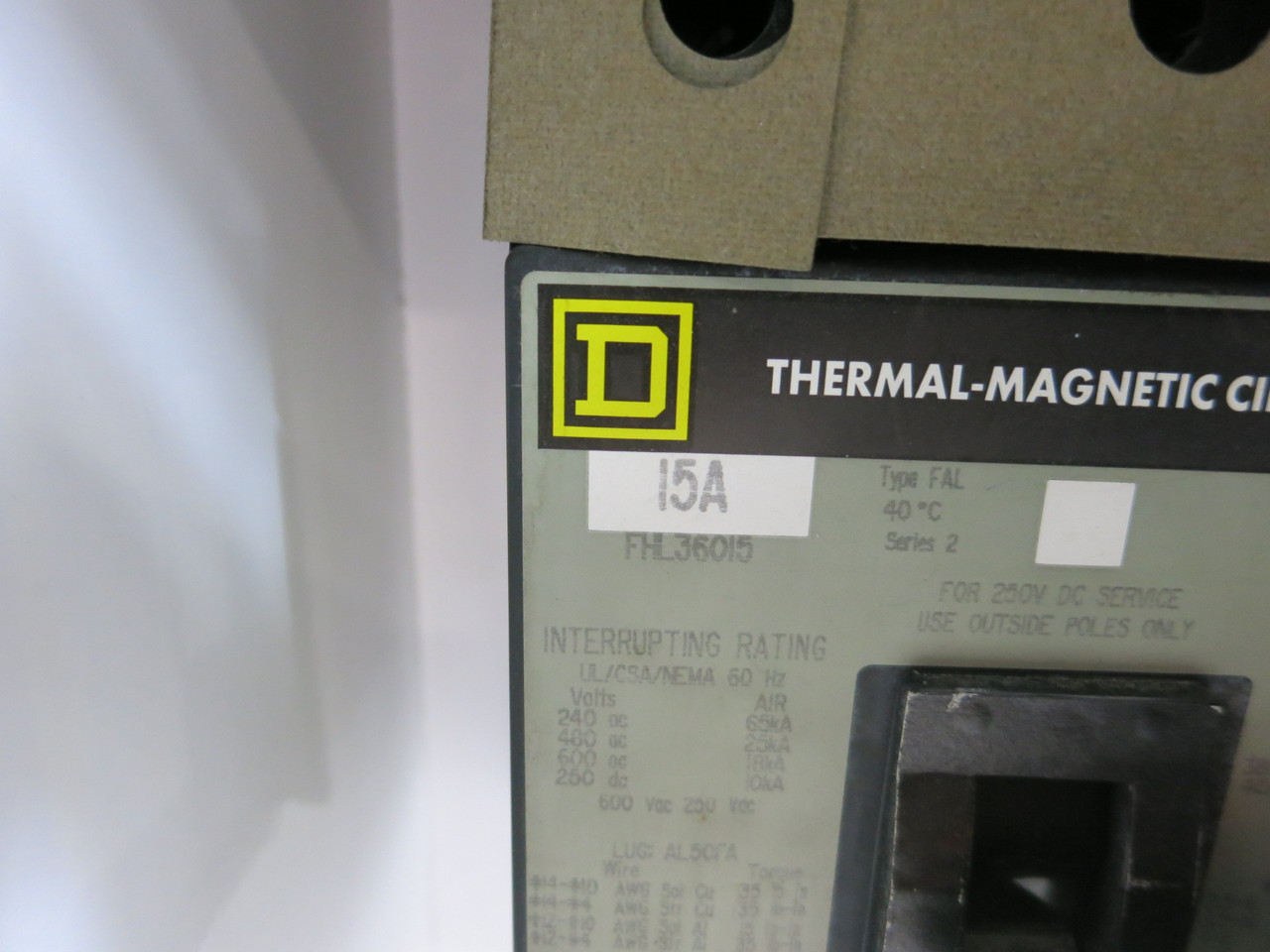 Square D Model 4 Dual 15A Breaker Feeder 18" MCC Bucket 15 Amp Mod 4 FHL SD (BJ1199-1)