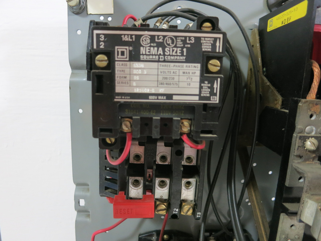 Square D Model 4 Size 1 Starter 30 Amp Fusible Motor Control Bucket 18" MCC 8536 (BJ2000-1)