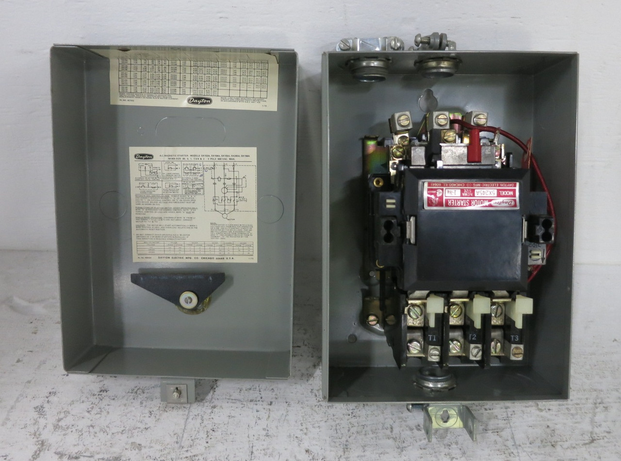 Dayton 5X245A Size 1-3/4 Enclosed Motor Starter Control 230/460 Dual Coil 1.75 (DW8740-1)