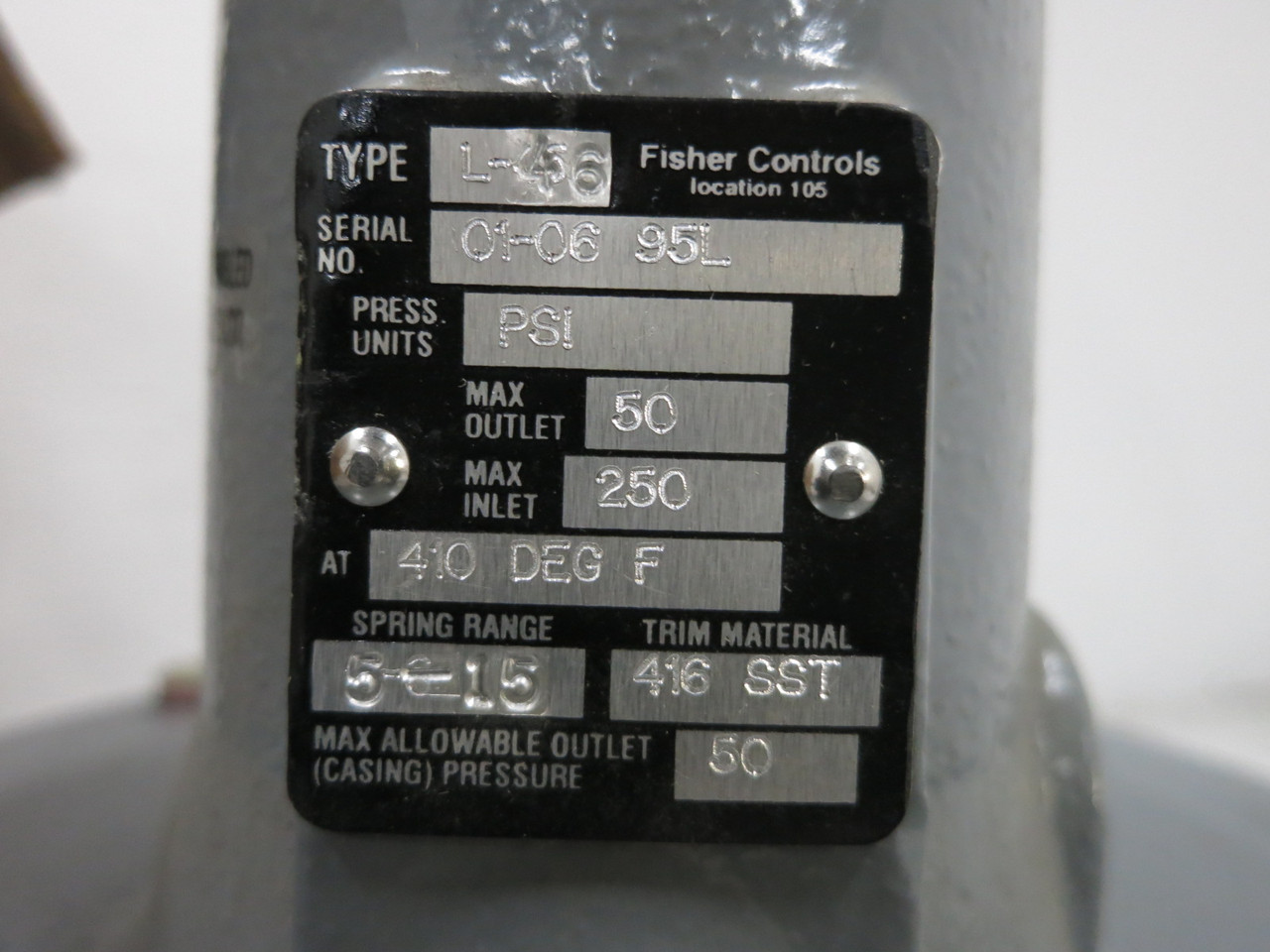 NEW Fisher Type 95L-46 Pressure Regulator 50 Outlet 250 Inlet PSI 5-15 416 SST (DW8745-1)