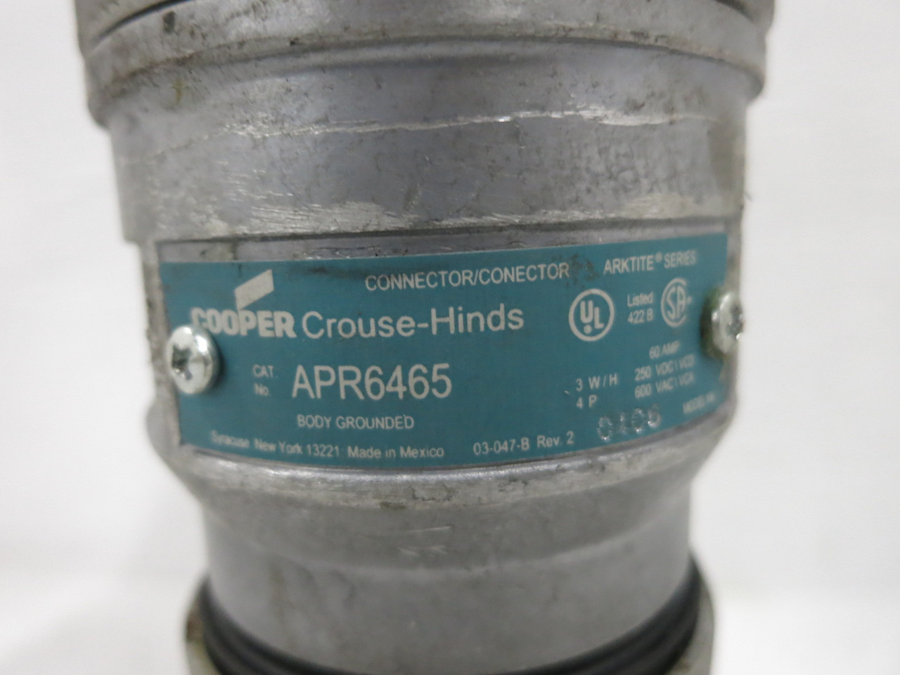 Cooper Crouse-Hinds APR6465 60A Arktite Connector 600V 3W - 4P APR 60 Amp Nema 4 (DW8746-1)