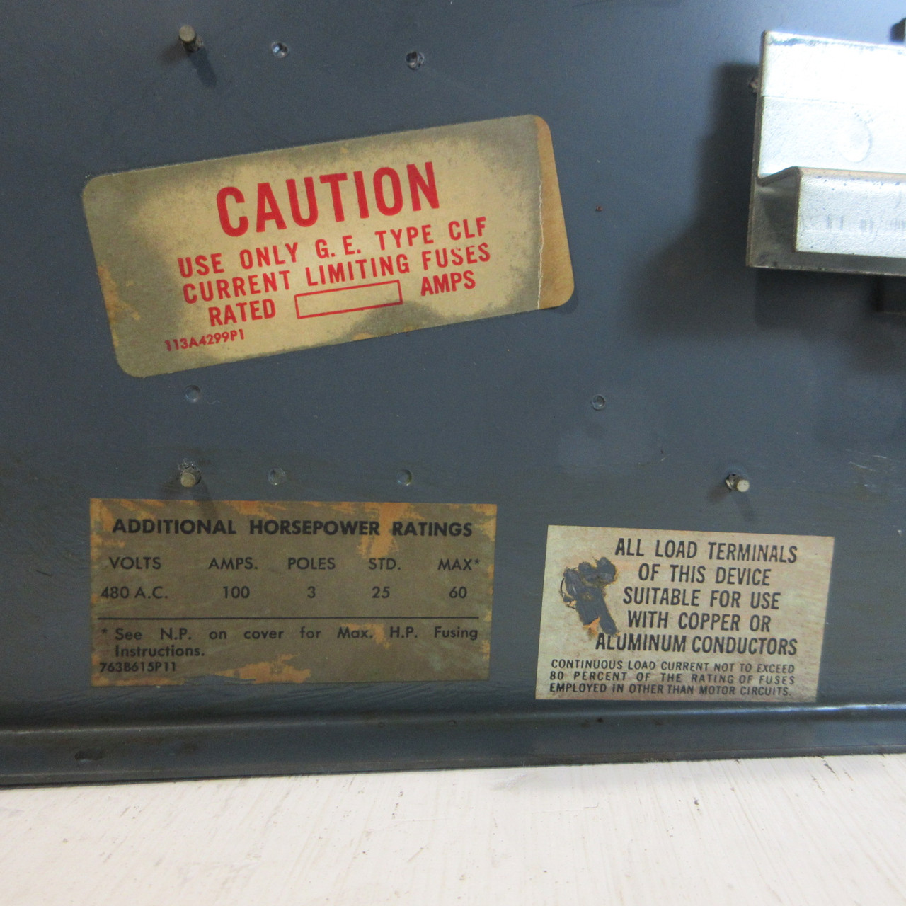 GE QMR363-H 100A 600V Type QMR Fusible Panel Board Switch 100 Amp w/ Hardware (AH1835-5)