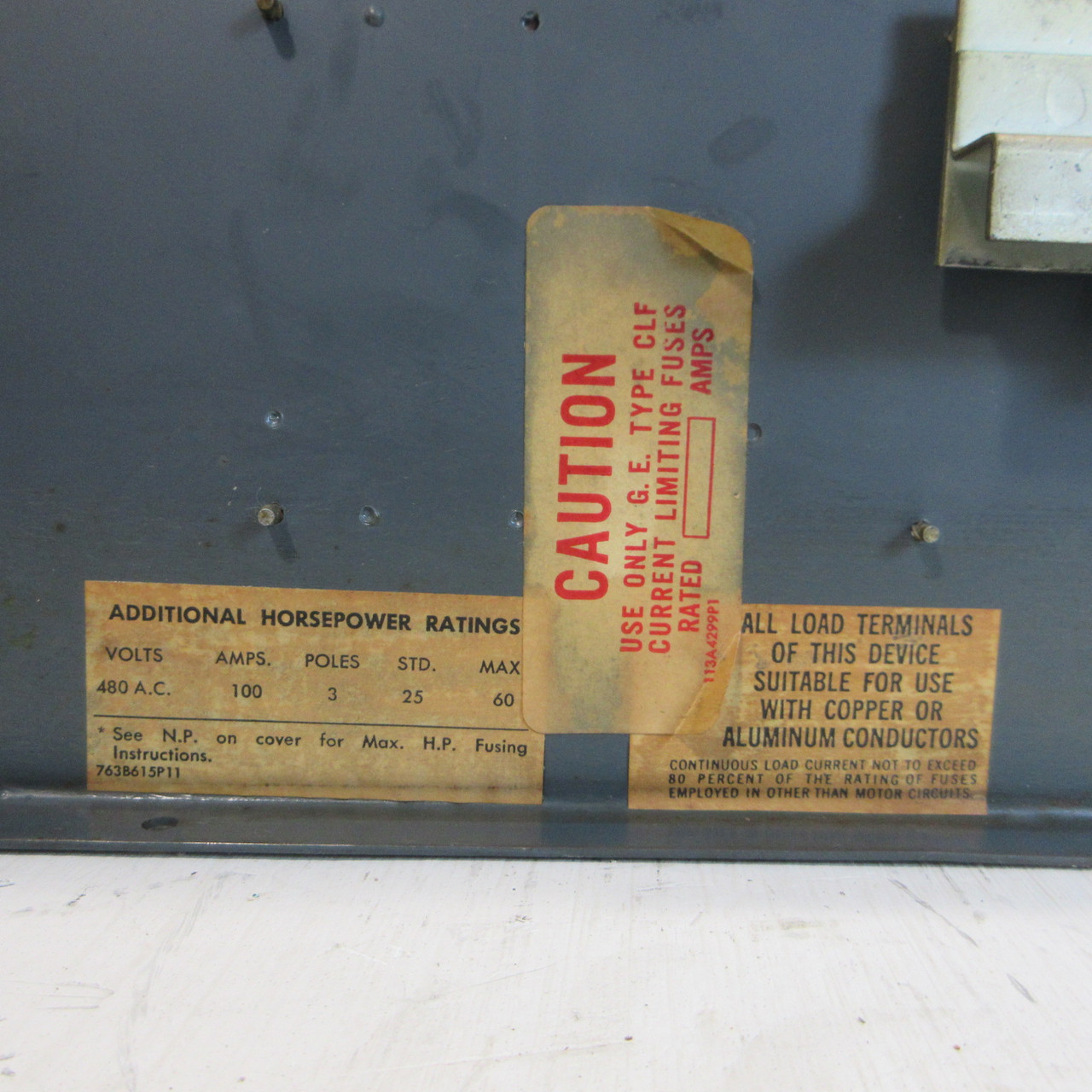 GE QMR363-H 100A 600V Type QMR Fusible Panel Board Switch w/ Hardware (flaw) (AH1836-3)