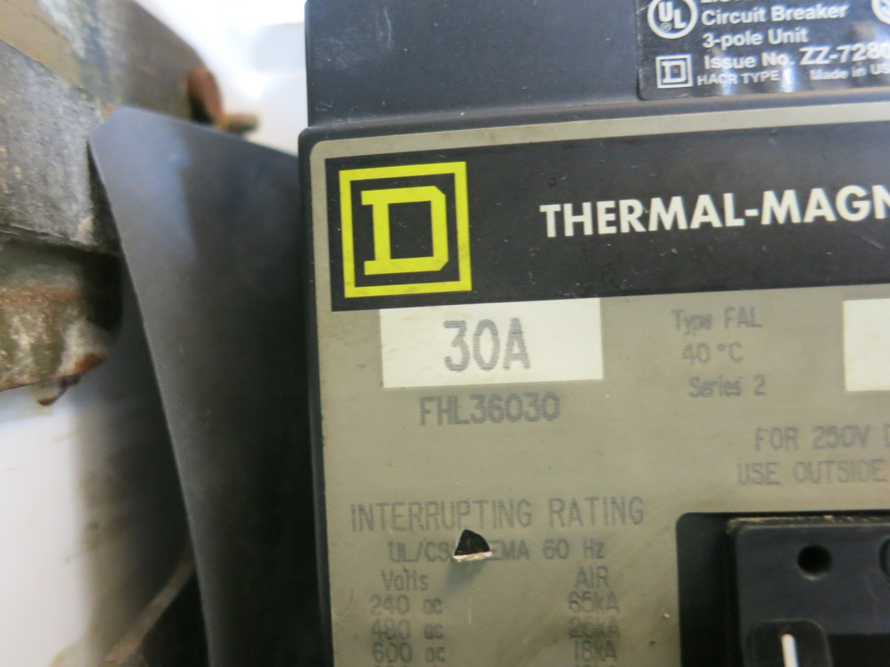 Square D Model 6 30A Breaker Size 1 Reversing Starter 18" MCC Bucket 30 Amp (BJ2007-1)