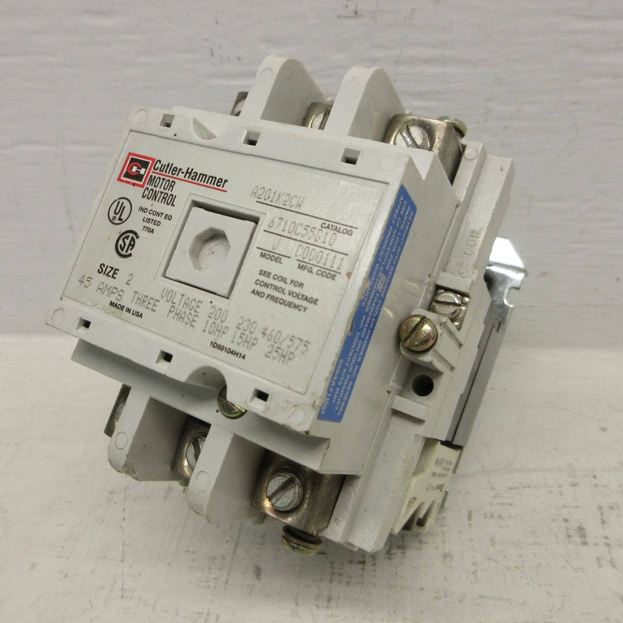 Image of Cutler Hammer Westinghouse A201K2CW 45A 240VAC 3P Motor Control Contactor Size 2