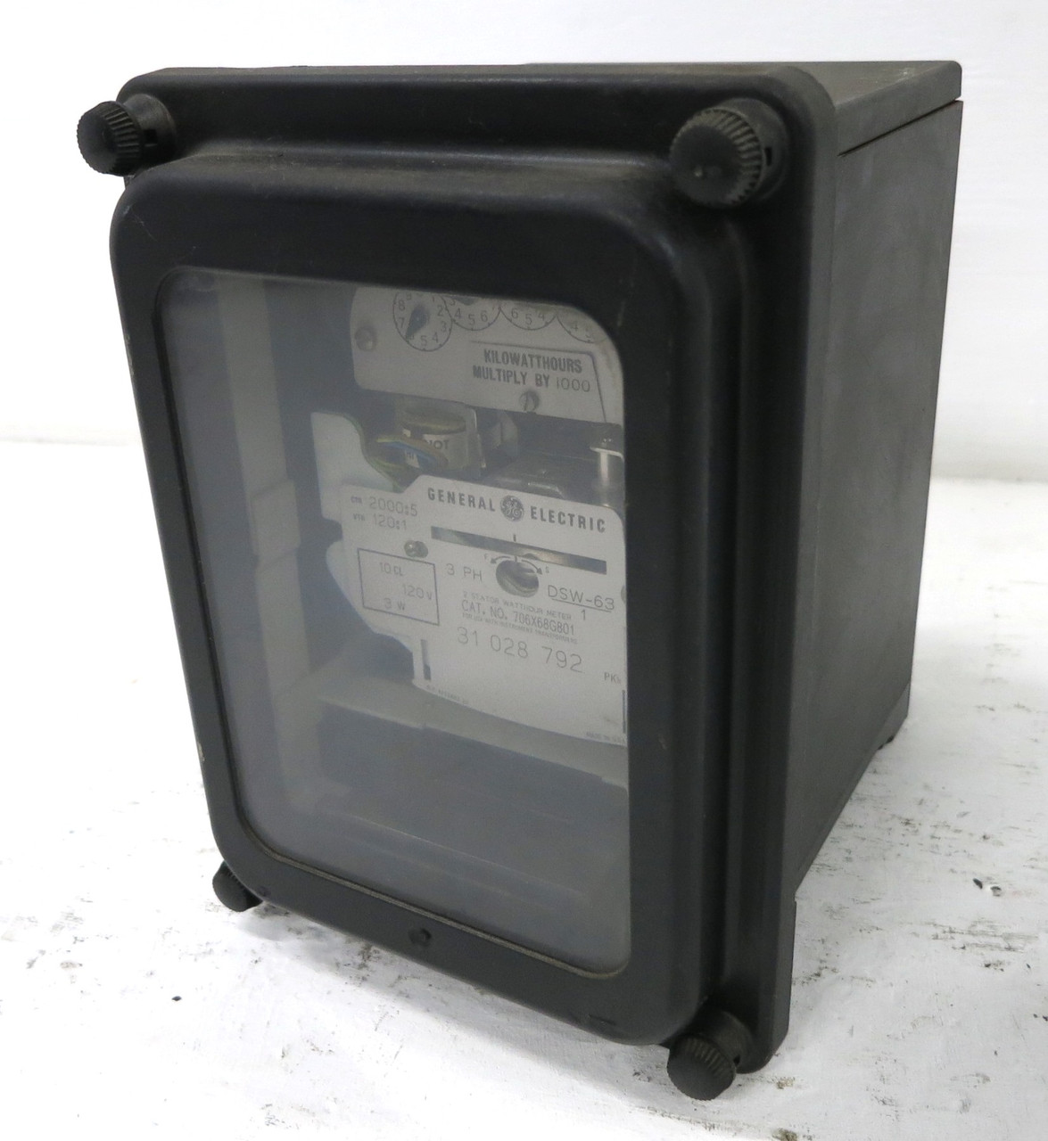 Image of GE 706X68G801 2 Stator Watthour Meter Relay 3PH DSW-63 Watt Hour 2000:5 120V