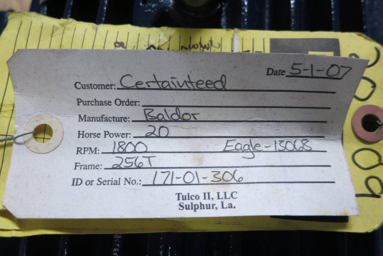 REBUILT Baldor CP2334T-4 20HP 460V 1760RPM AC Motor 256T Reliance 09M012Y415H1 (PM3038-R1-1)