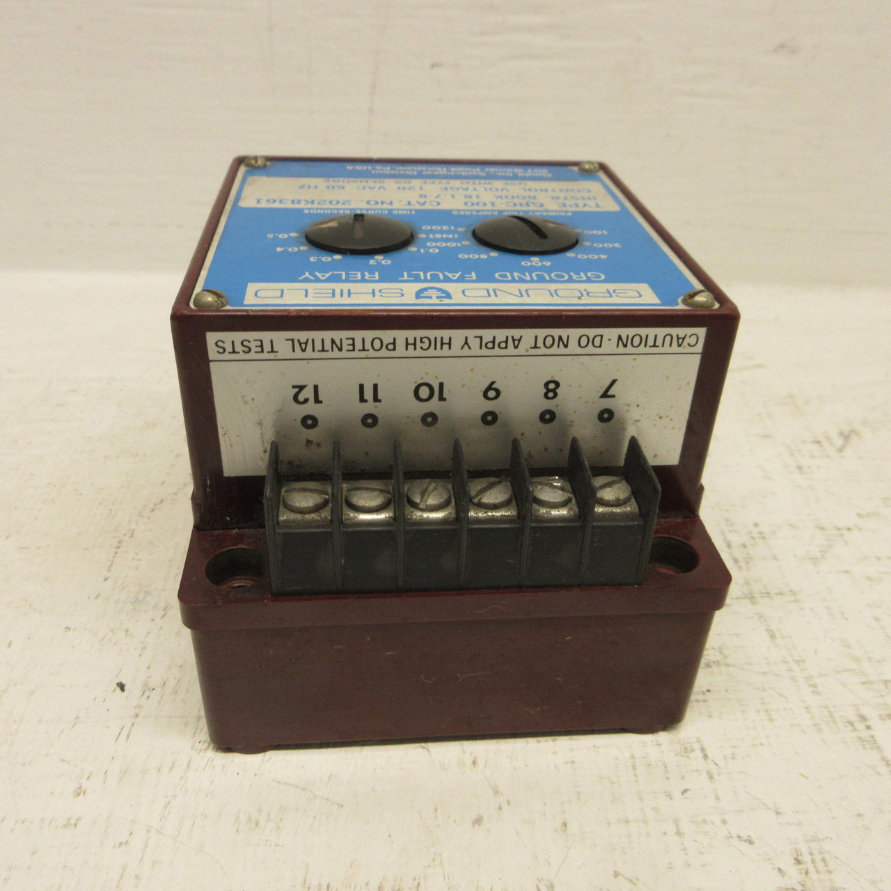 Ground Sheild 202K8361 Ground Fault Relay Type GRC-100 120VAC 60HZ GS Sensors (AH1852-1)