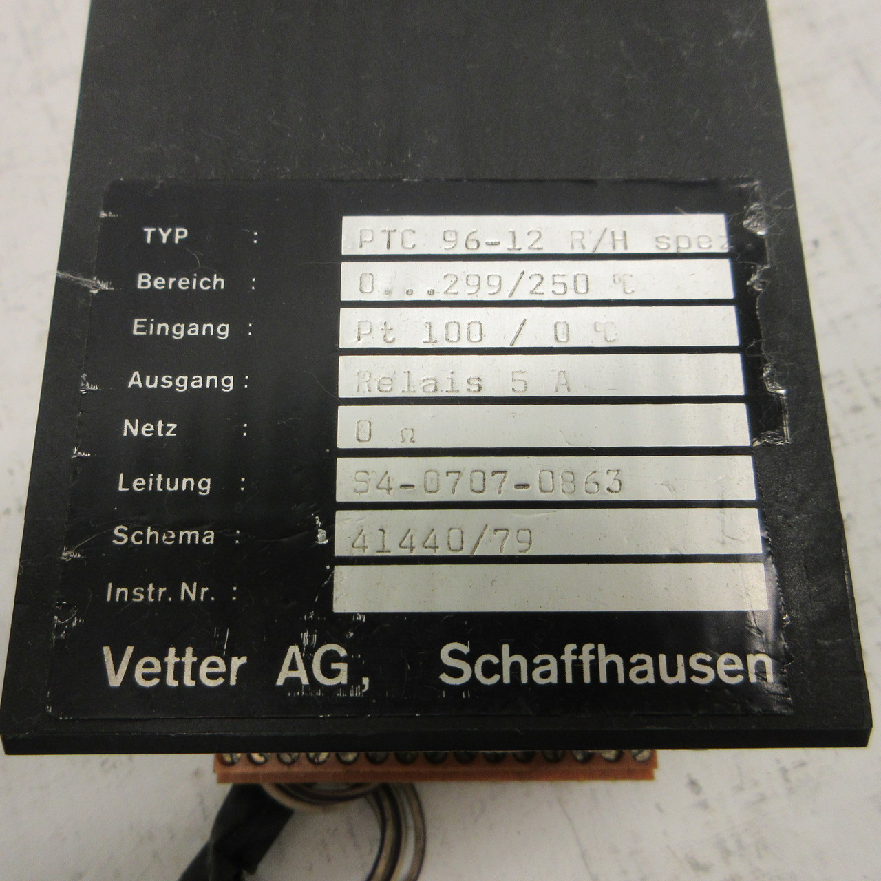 Vetter AG PTC96 PT100 Temperature Controller PTC 96-12 R/H 4 Digit Display (AH1858-1)