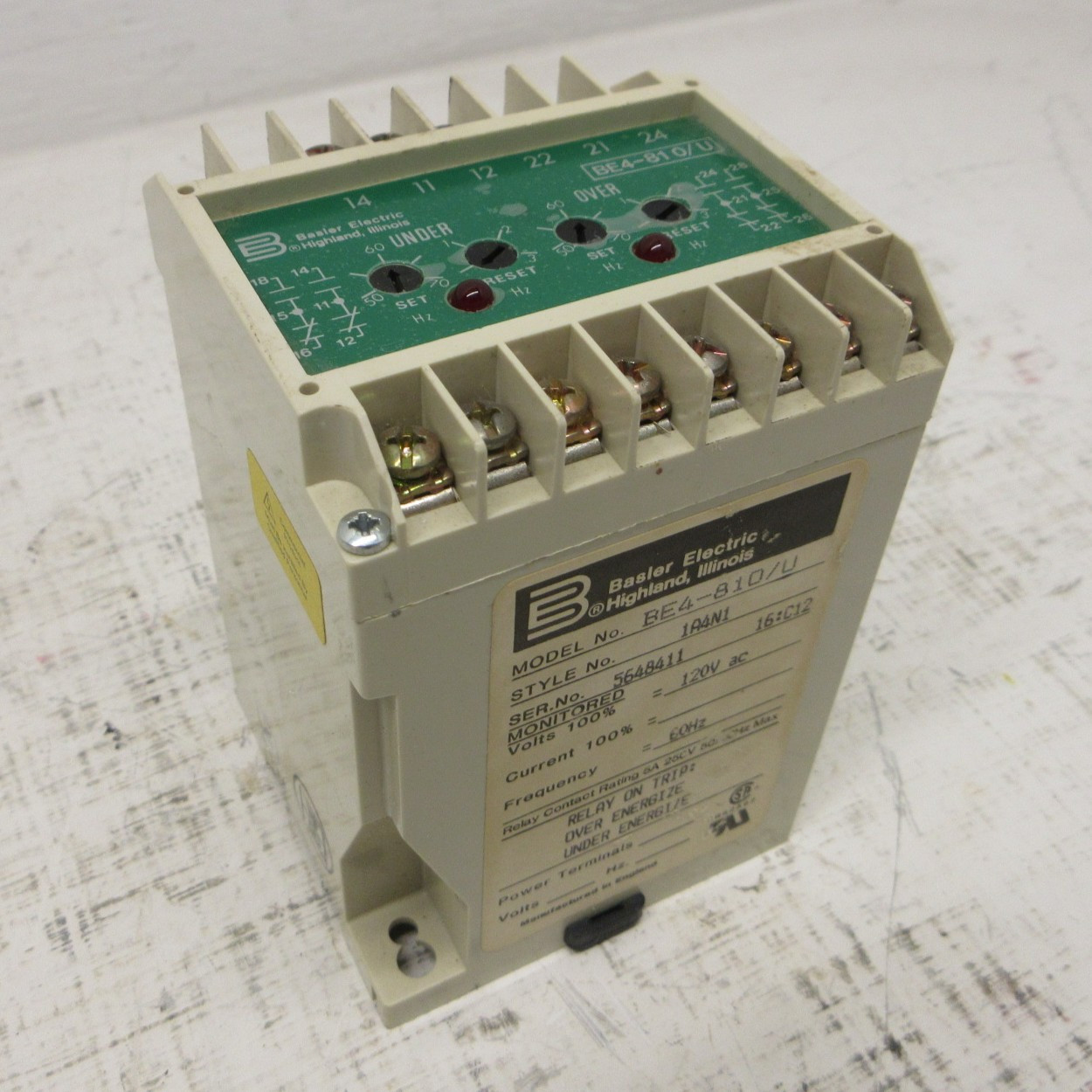 Image of Basler Electric BE4-810/U Over Under Voltage Relay Style 1A4N1 120V 5A BE4-81O/U
