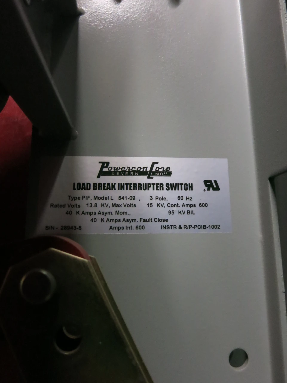 GE ABB 15 kV 600A Fusible Load Break Interrupter Switch PIF 13.8 Multilin 350 (DW8908-1)