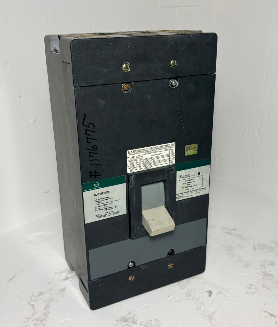 Image of GE TKMA3Y1200 1200A Molded Case Switch Green Label 3P 1200 Amp General Electric
