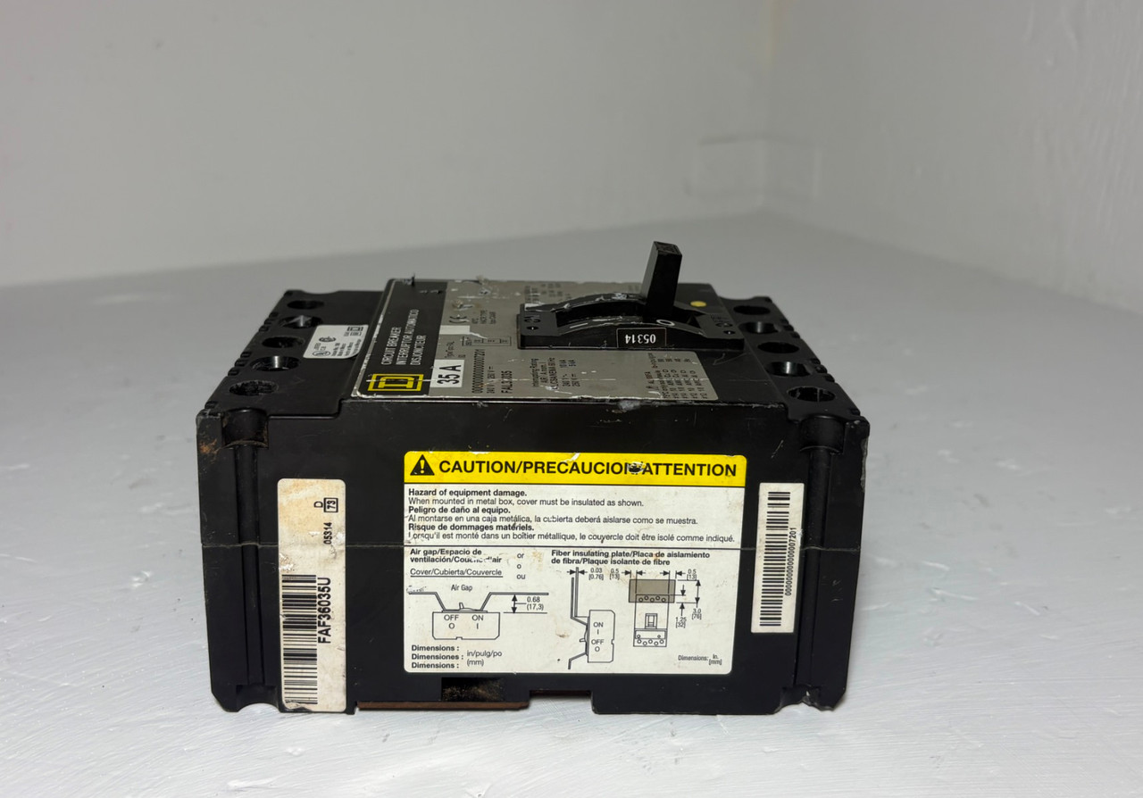 Square D FAL32035 35A Molded Case Circuit Breaker 240V Type FAL 3P 35 Amp HACR (EM6042-1)