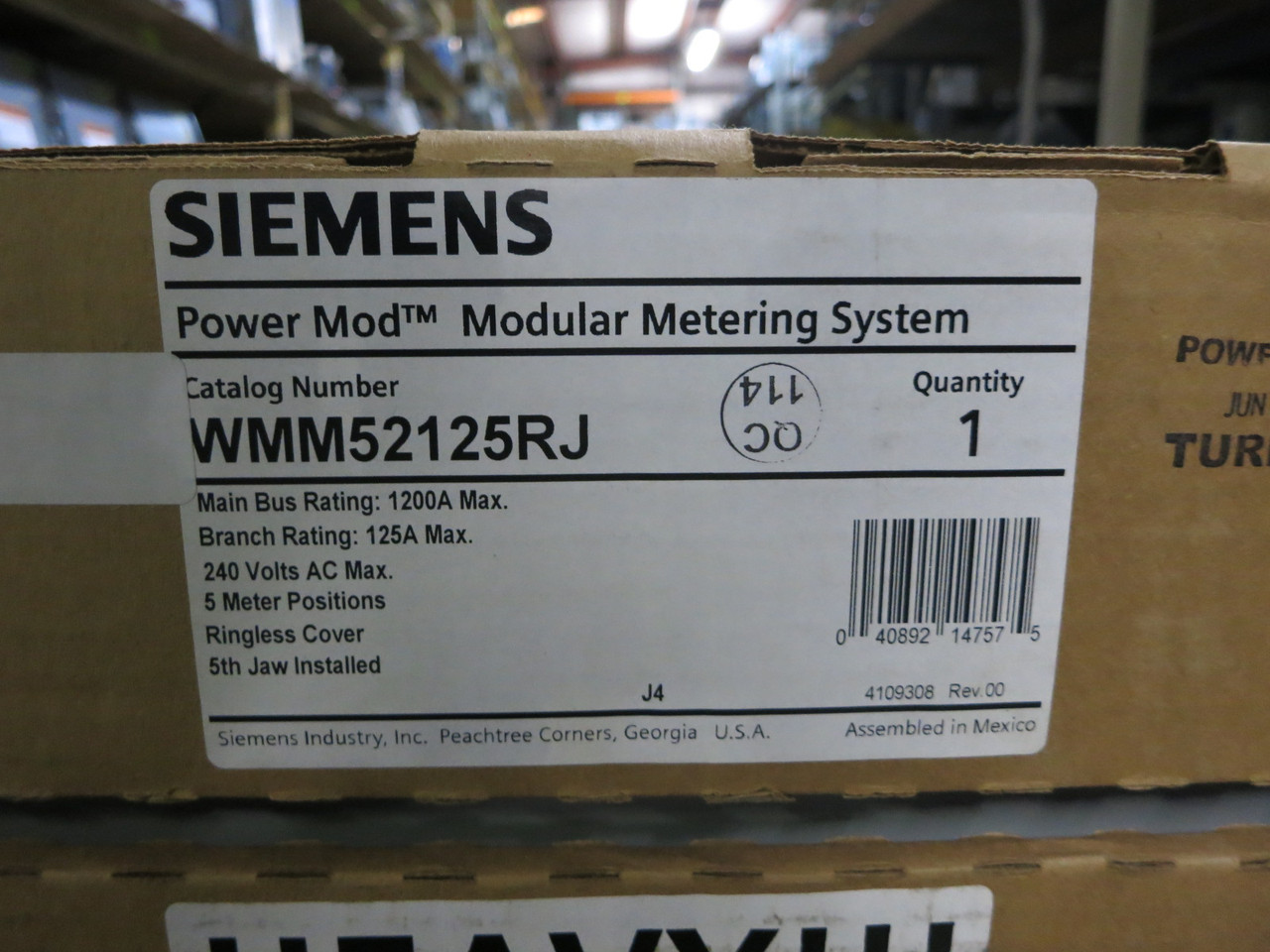 NEW Siemens WMM52125RJ 5 Socket Power Mod Meter Stack 1200A Bus 125A Branch (DW8964-8)