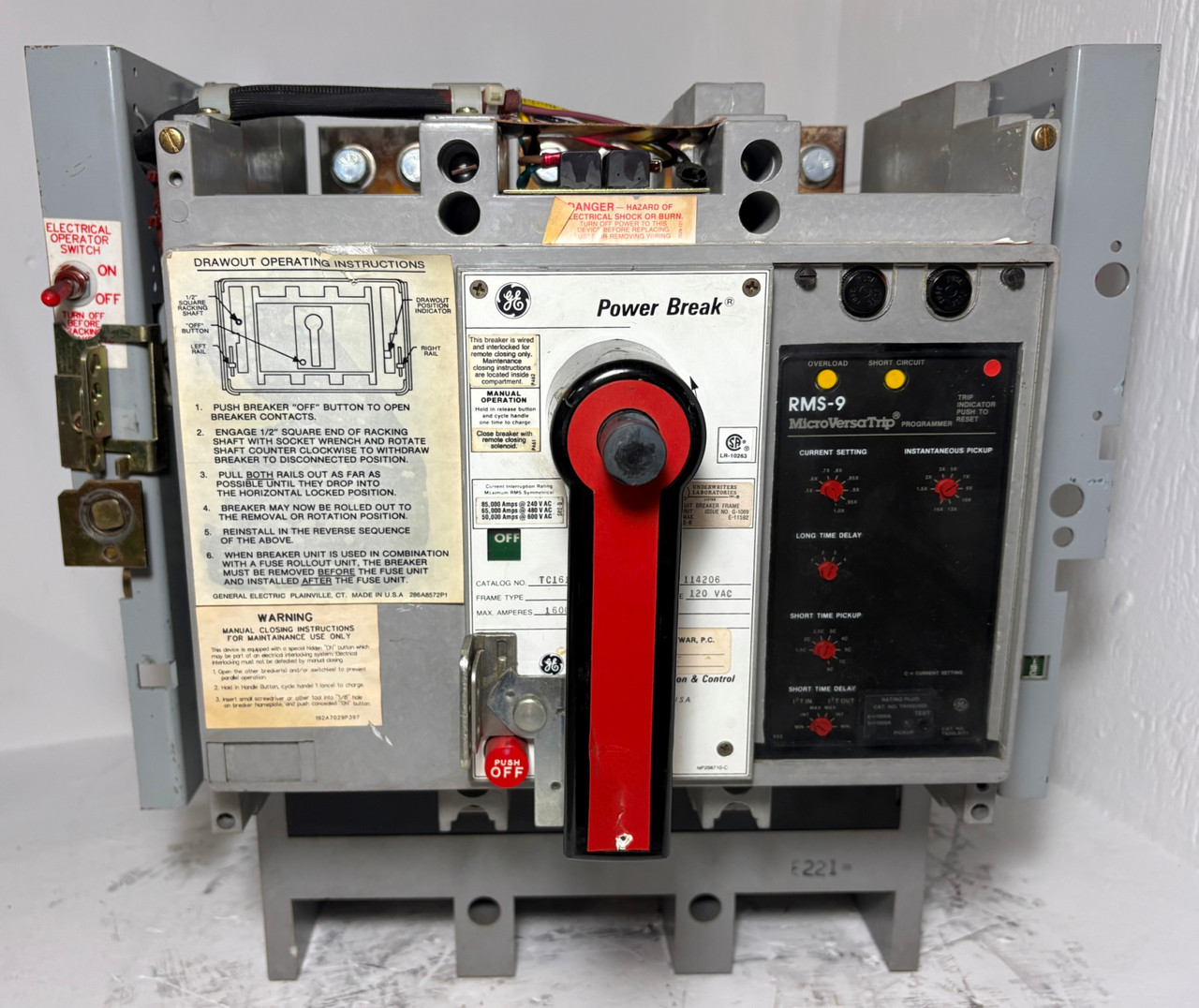 GE TC1616SSE1C 1600A Power Break EO Drawout Circuit Breaker LSI 1000 Amp TC1616 (EM6053-1)