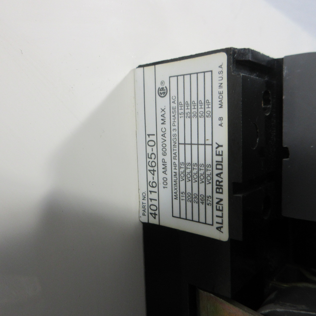 Allen Bradley 40116-465-01 100A 600V Fusible Disconnect 100 Amp 3PH 50HP (AH1882-2)