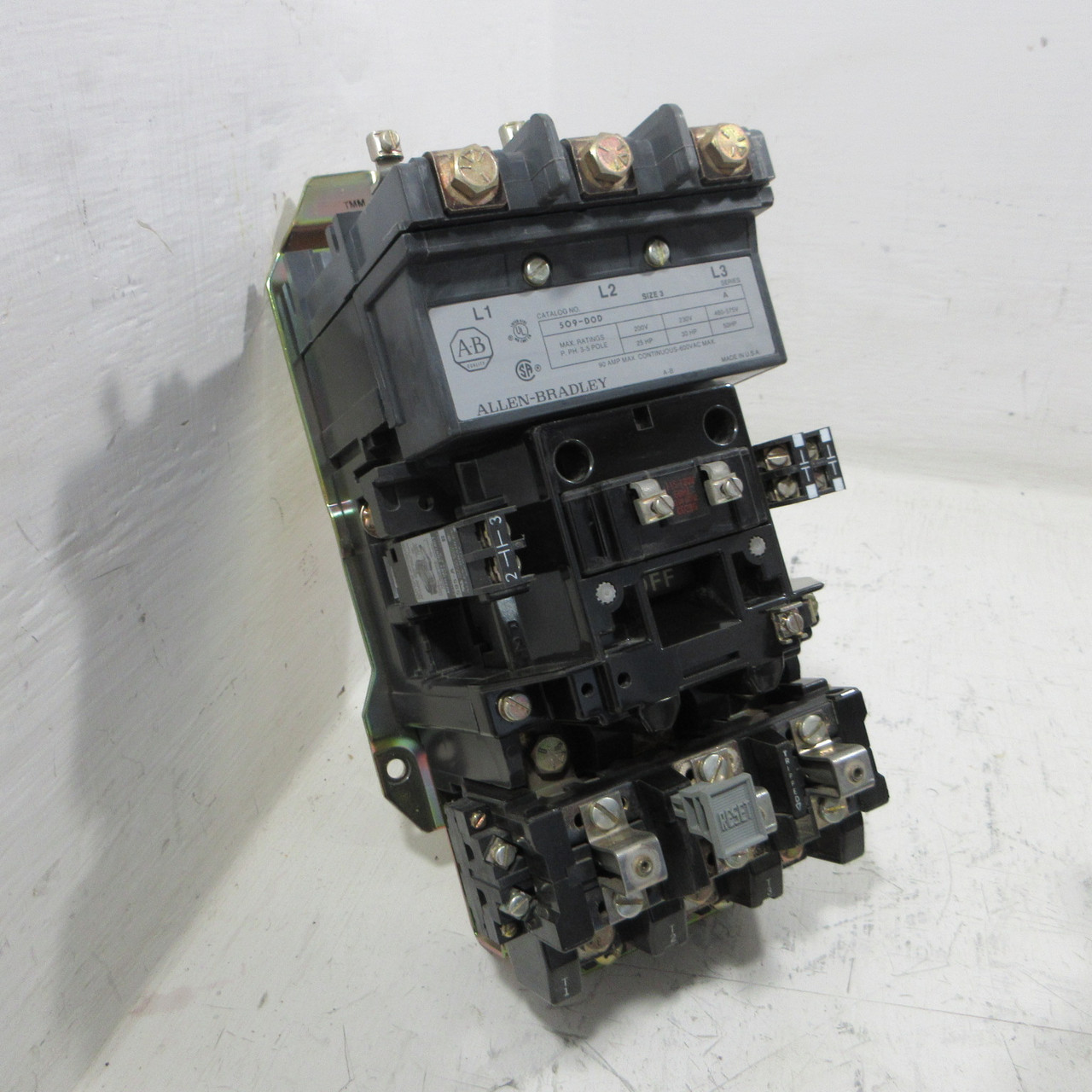 Image of Allen Bradley 509-DOD NEMA Size 3 Starter Ser A 120V Coil CD236 50HP 509-D0D