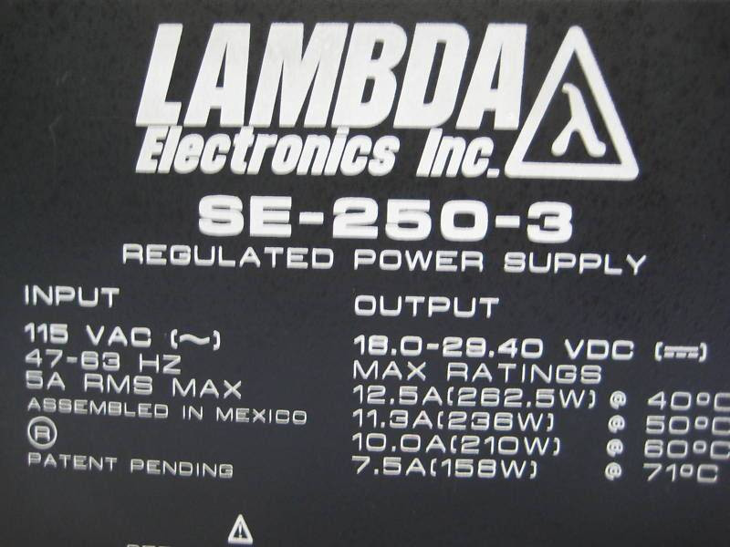 LAMBDA SE-250-3 115VAC 5A Regulated Power Supply SE2503 (EBI2668-4)
