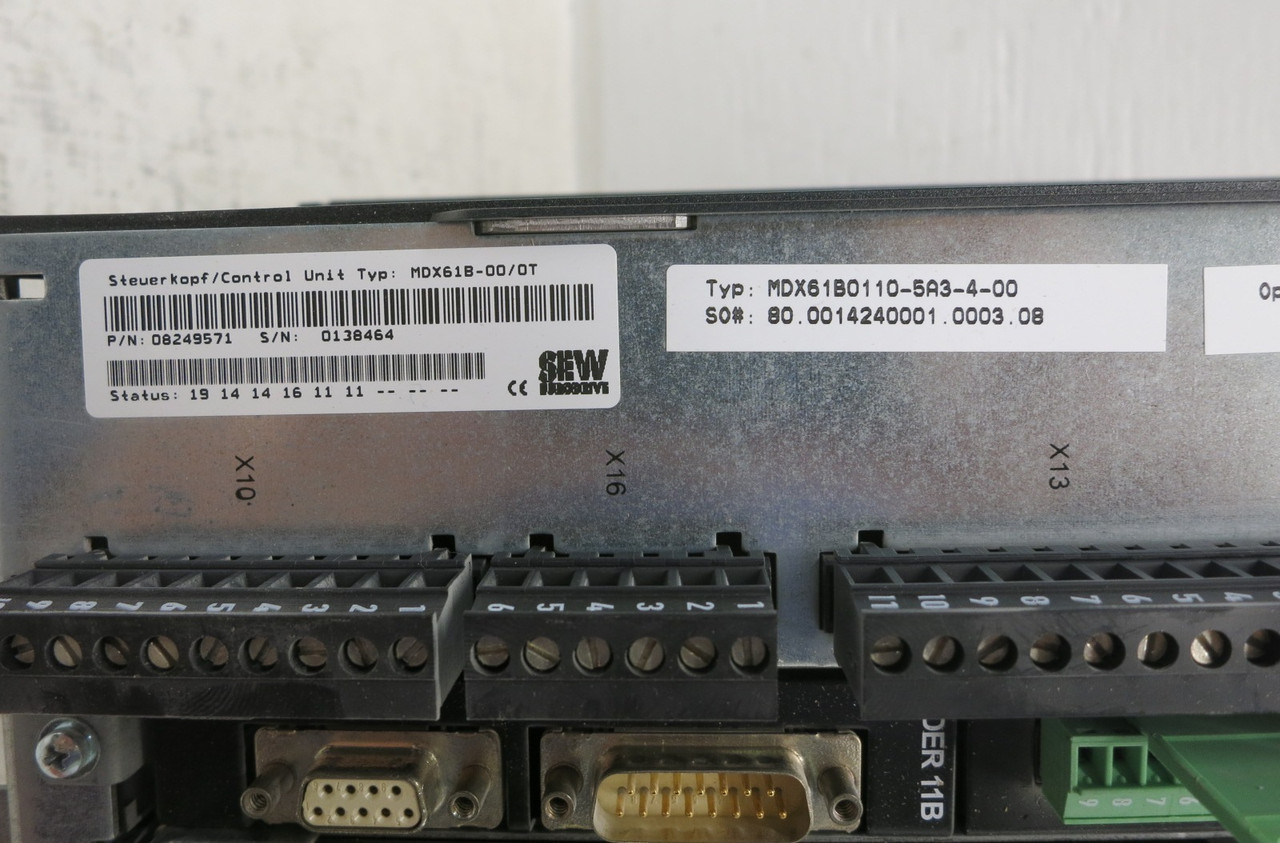Sew Eurodrive MDX61B0110-5A3-4-00 MoviDrive 15 HP Drive Inverter MDX61B 16.8kVA (DW8995-1)