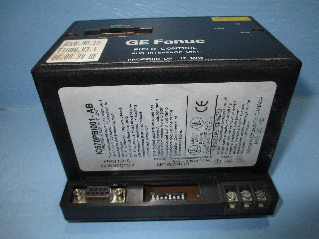 Image of GE Fanuc IC670PBI001-AB Profibus Bus Interface Field Control IC670PBI001AB PLC