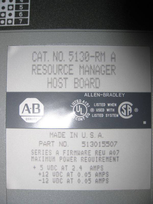 Allen Bradley 5130-RM Ser A Resource Manager Host Board Pyramid 5130-MRM1 FW A07 (EBI0307-1)