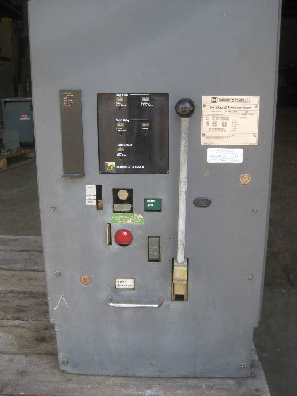 Westinghouse DS-632 3200A Frame/Sensor Breaker Amptector II-A Model TR LSI 3200 (EBI5080-1)