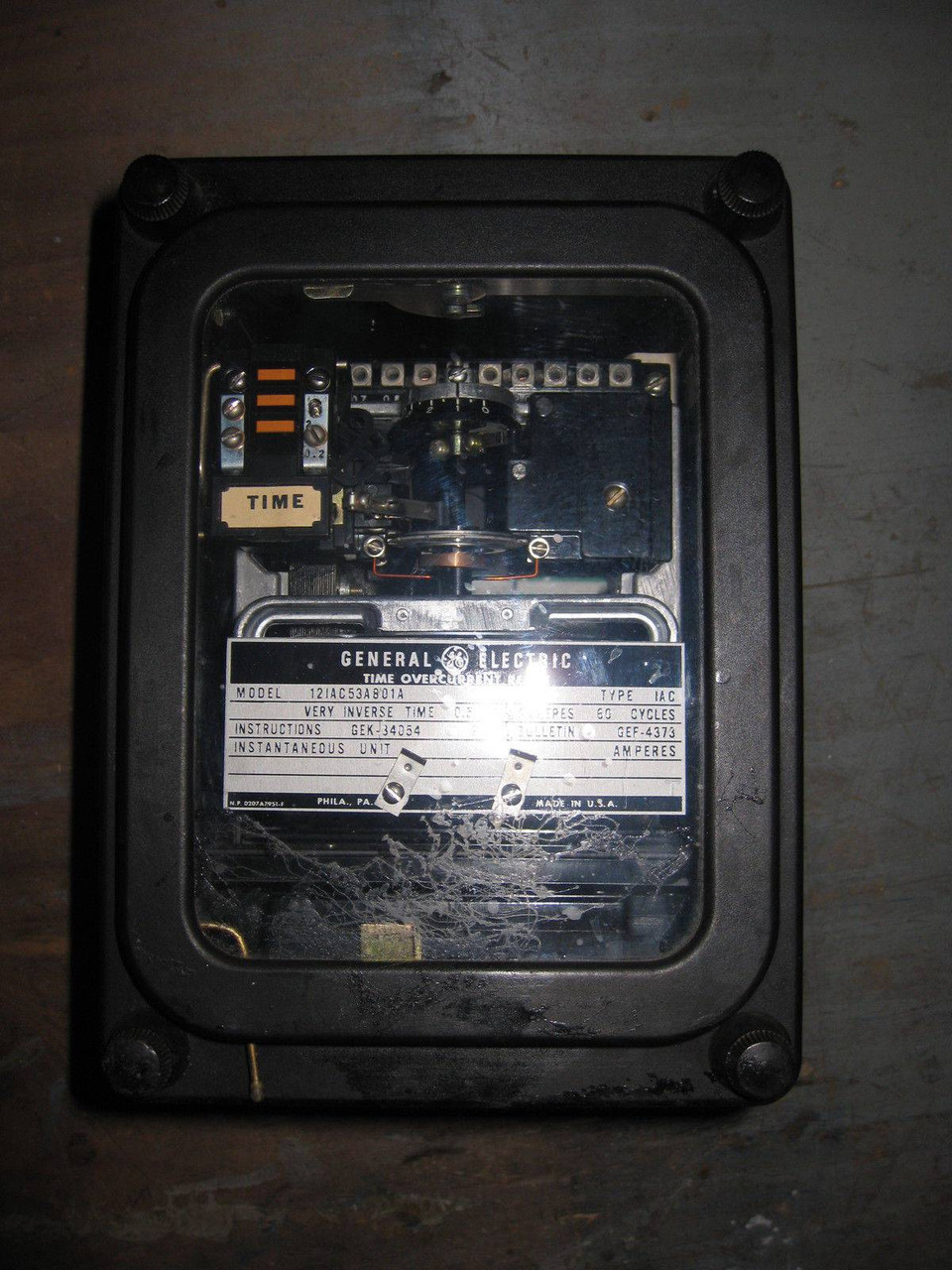 GE 12IAC53A801A Time Overcurrent Relay Very Inverse 0.5-4 Amp General Electric (EBI1671-7)