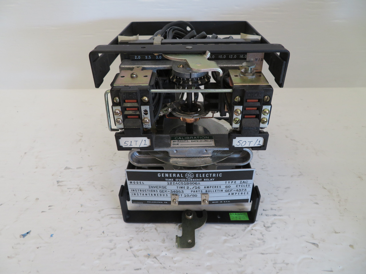 General Electric 12IAC51B806A Time Overcurrent Relay Inverse 2-16A GE IAC51B806A (EBI2028-3)