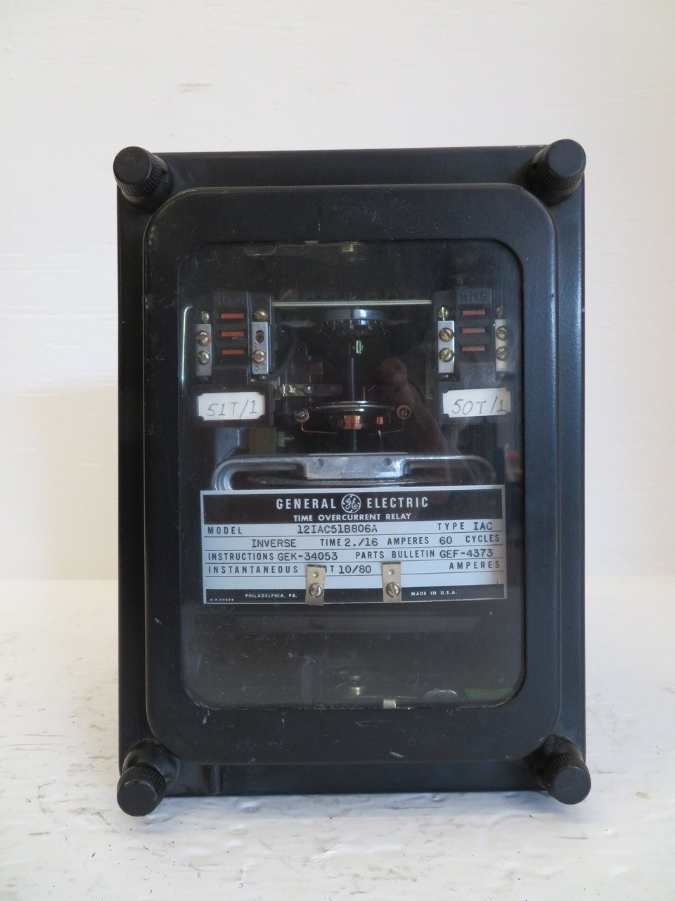 General Electric 12IAC51B806A Time Overcurrent Relay Inverse 2-16A GE IAC51B806A (EBI2028-4)