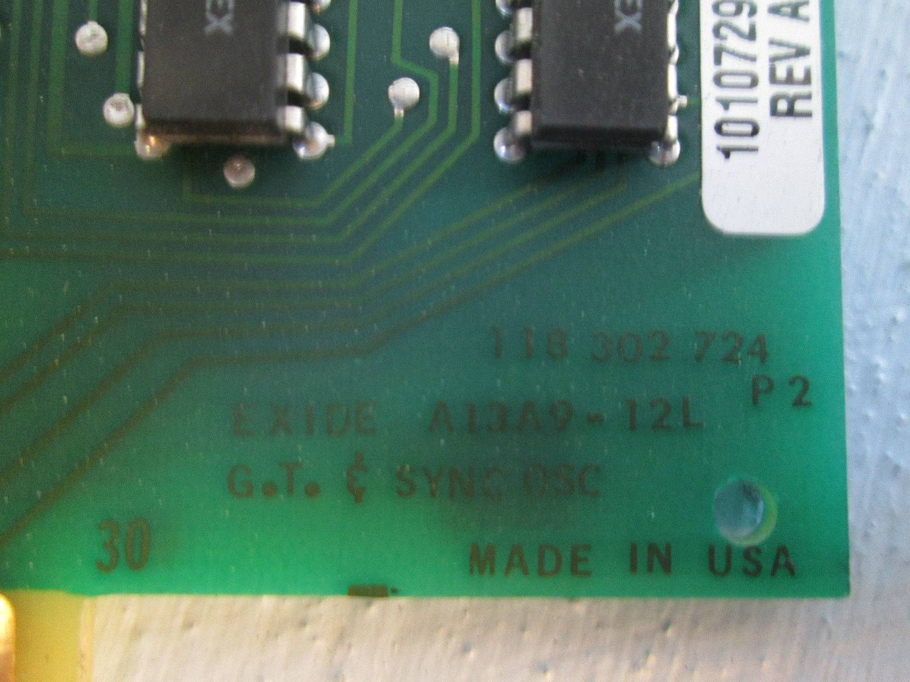 Exide A13A9-12L G.T. & Sync OSC 118 302 724 PLC 101072910 Rev A Module Board (EBI1287-14)