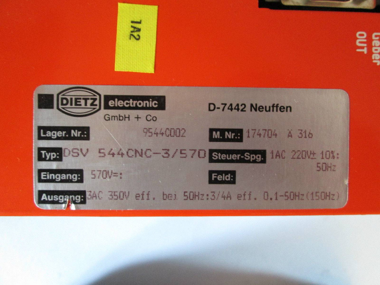 DIETZ electronic DSV 544CNC-3/570 AC Servo Drive Controller 174704 A 316 PLC (EBI1180-1)
