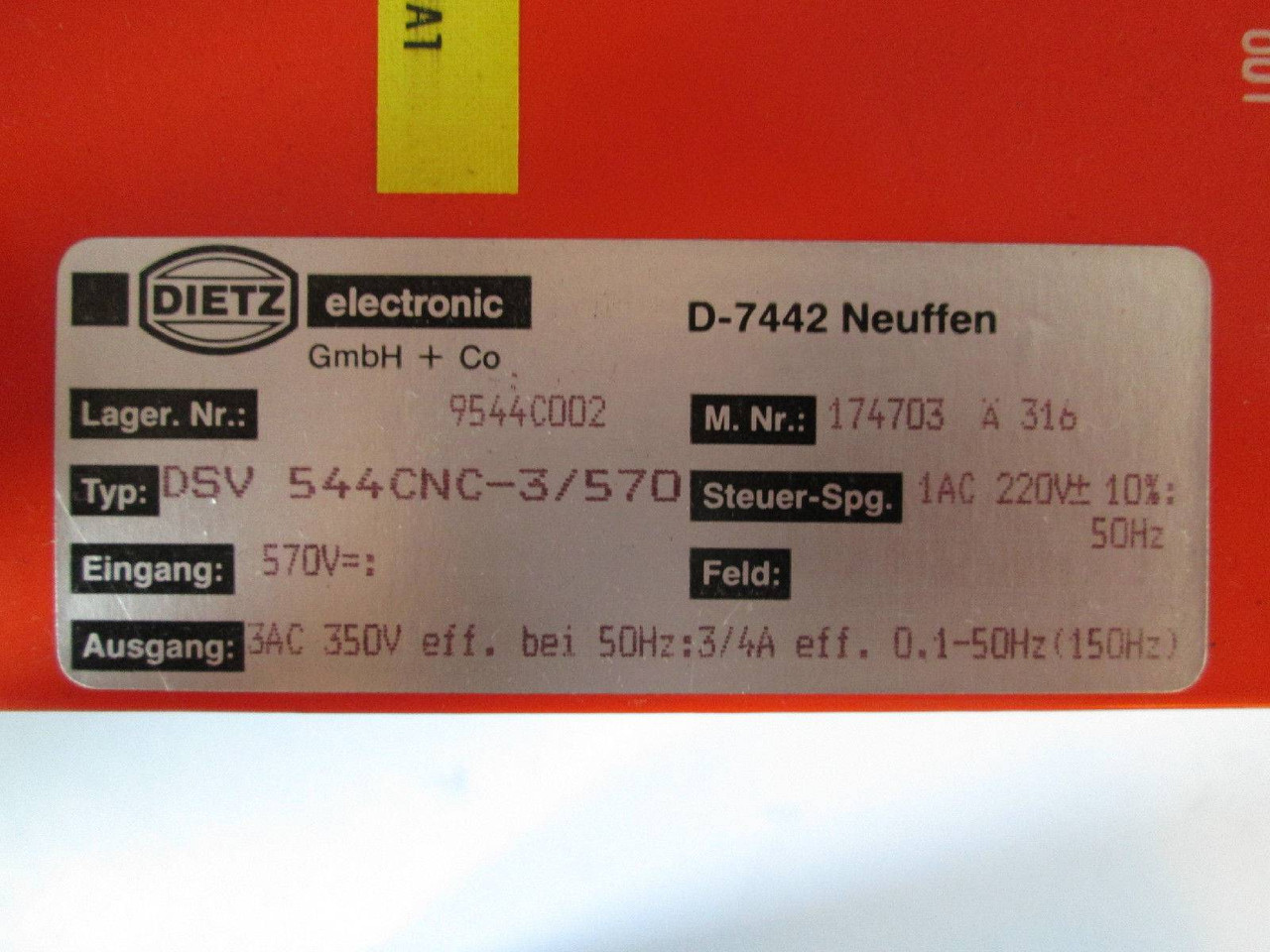 DIETZ electronic DSV 544CNC-3/570 AC Servo Drive Controller 174703 A 316 PLC (EBI1181-1)