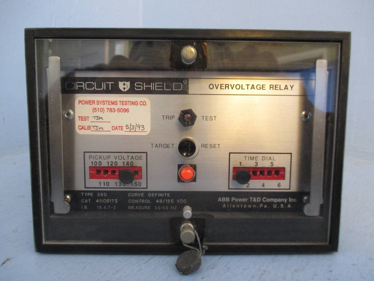 ABB 411C6175 Circuit Shield Overvoltage Relay Asea Brown Boveri (TK0011-1)