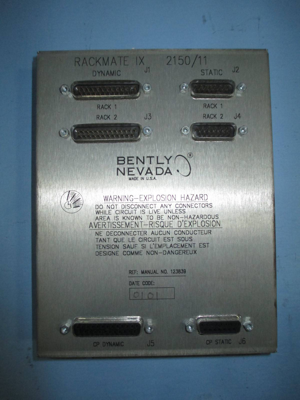 Bently Nevada 2150/11 Rackmate IX TDXnet PLC Transient Data Interface 3407 Card (NP0010-1)