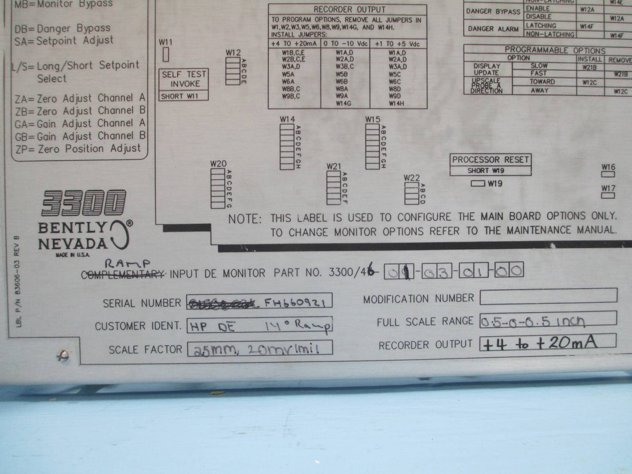 Bently Nevada 3300/46  Differential Expansion Monitor 3300/46-01-03-01-00 PLC (NP0028-1)