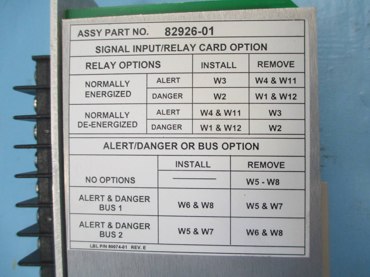 Bently Nevada 82926-01 78462-01 XDCR I/O Record 78599 PLC Relay Card 3300 (NP0043-6)