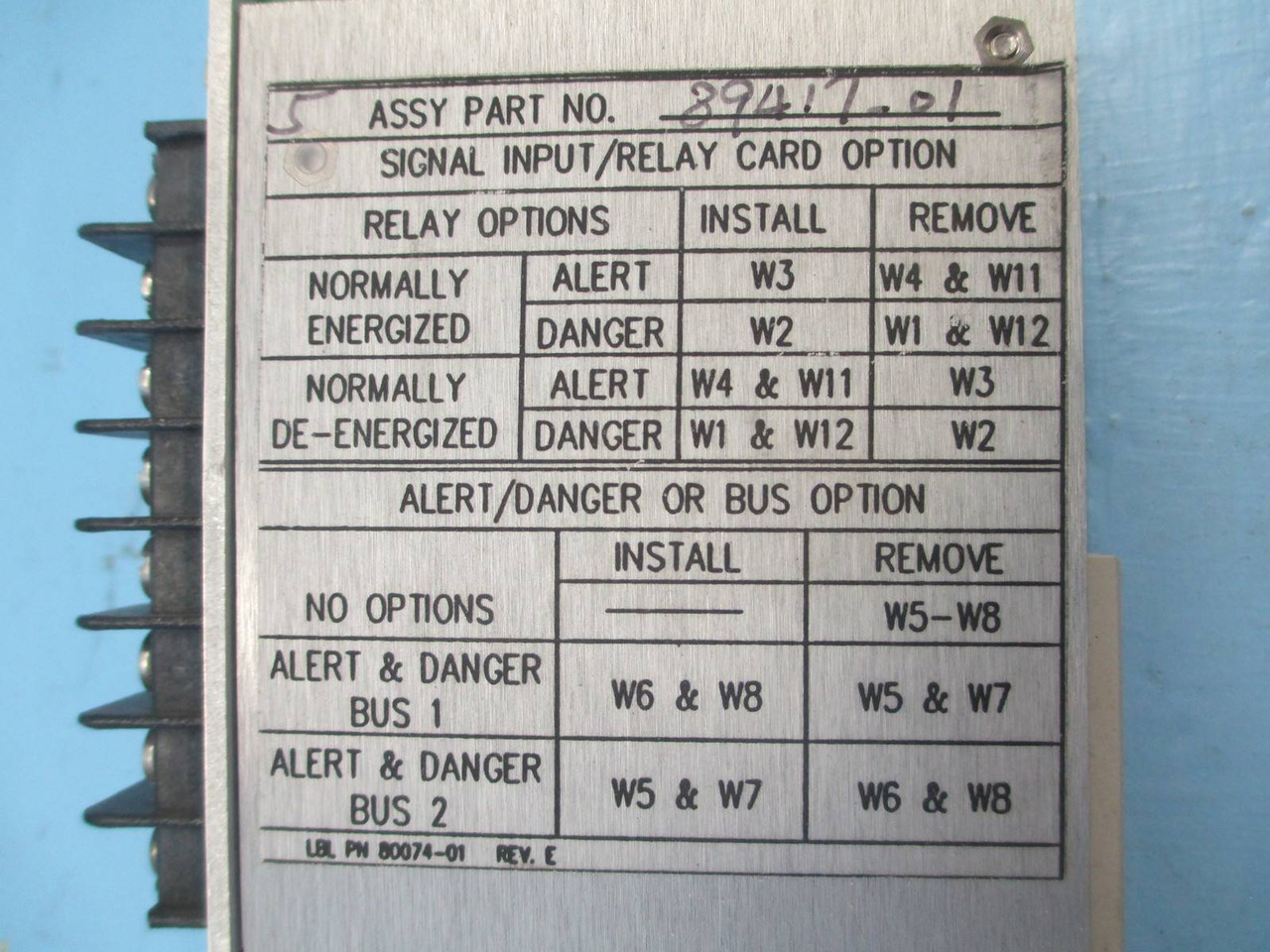 Bently Nevada 82927-01 79748-01 XDCR I/O Record Terminal 78599-06 PLC Relay Card (NP0048-2)