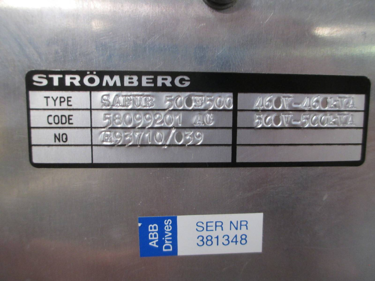 ABB 500 HP AC Drive SAFUB 500F500 Stromberg Allen Bradley 460 KVA 460V AB 381348 (NP0099-1)