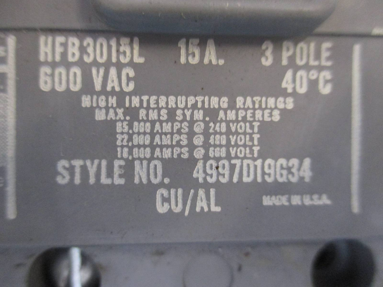 Westinghouse Type W Size 1 Starter 15A Breaker 12" Motor Control Center Bucket (TK0162-41)