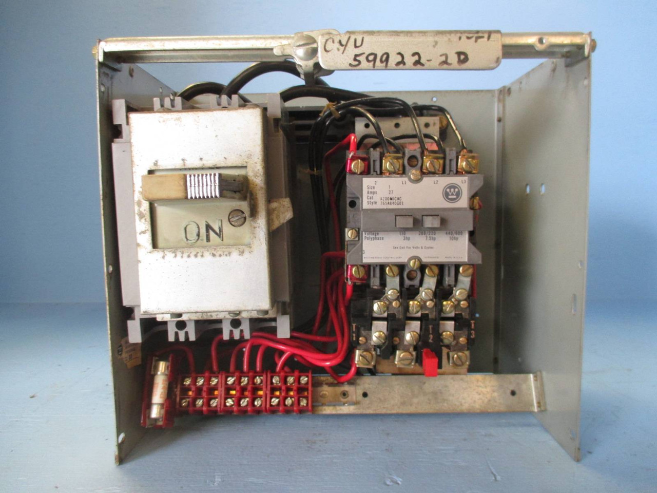 Westinghouse Type W Size 1 Starter 15A Breaker 12" Motor Control Center Bucket (TK0162-41)