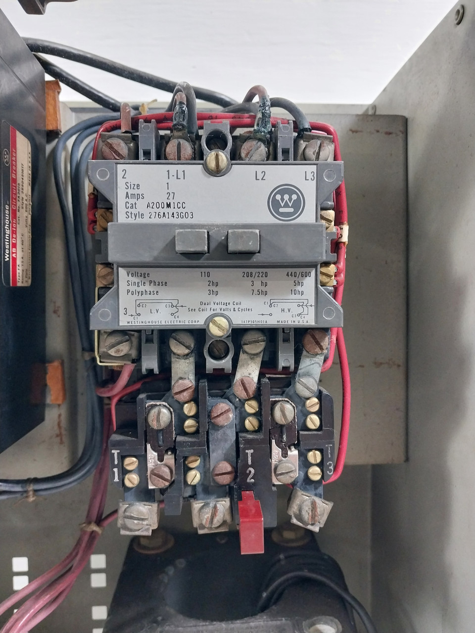 Westinghouse Type W Size 1 Starter 15A 18" Breaker Motor Control Center Bucket (TK0164-1)