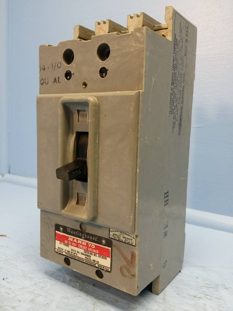 Westinghouse HF3070 70 Amp De-Ion Circuit Breaker Mark 75 Cutler Hammer 70A flaw (EM0270-1)